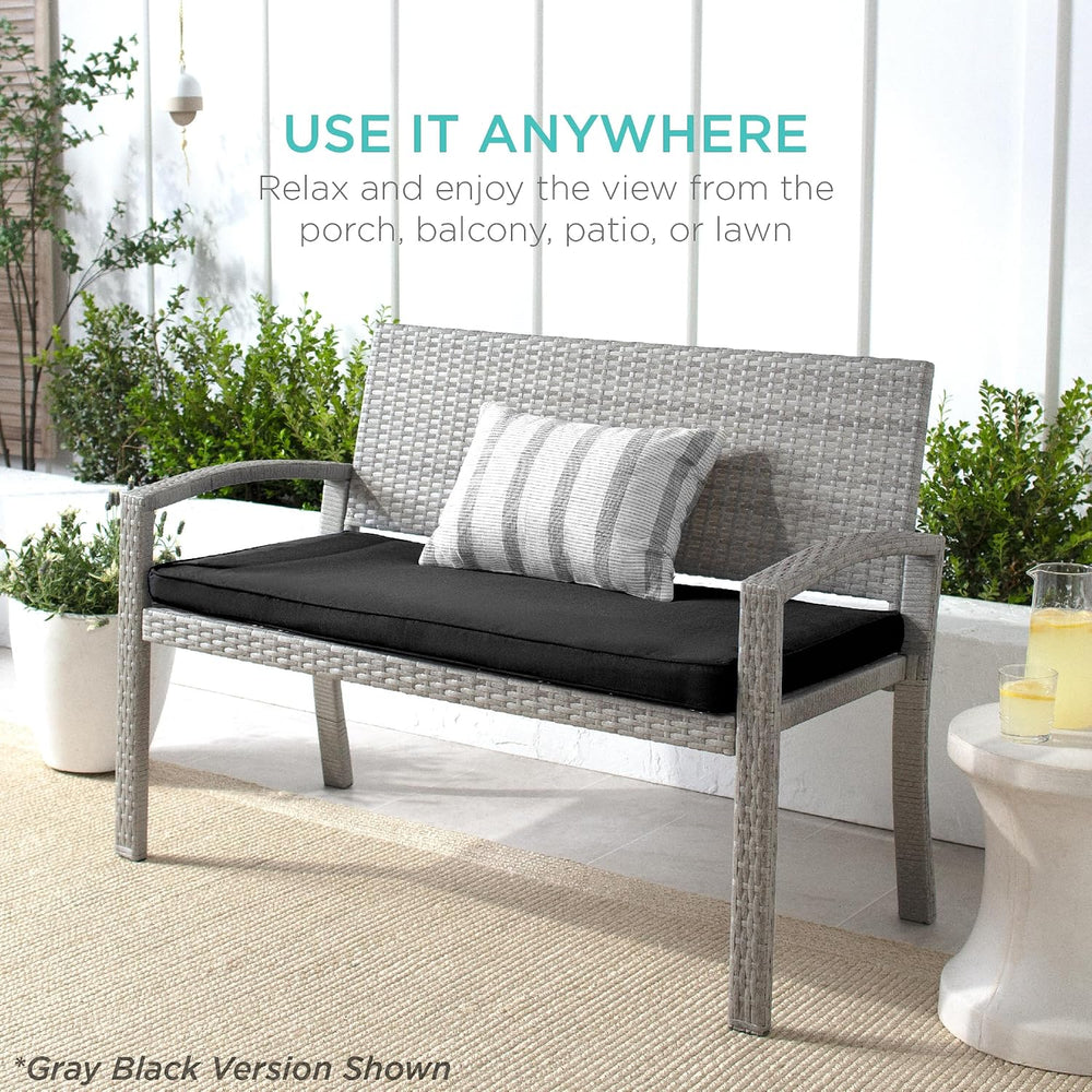 Best Choice Products Outdoor Bench 2-Person Wicker Garden Patio Benches Seati...
