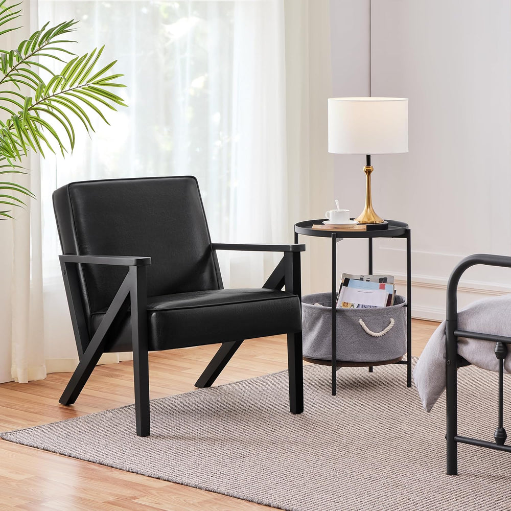 Yaheetech Mid-Century Modern Accent Chair, Lounge Chair, Black