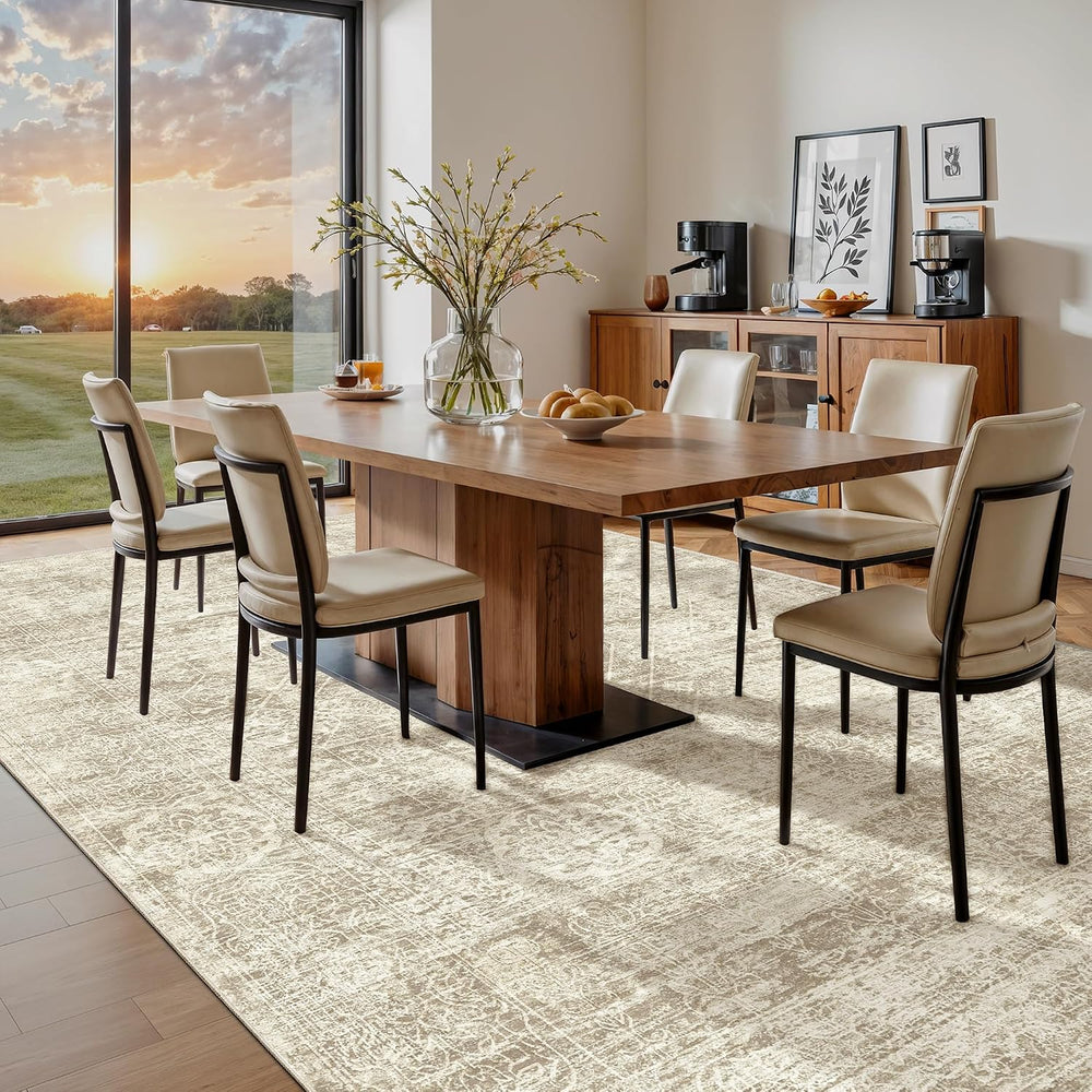 Madane 8x10 Area Rugs for Living Room, Washable Vintage Beige Rug