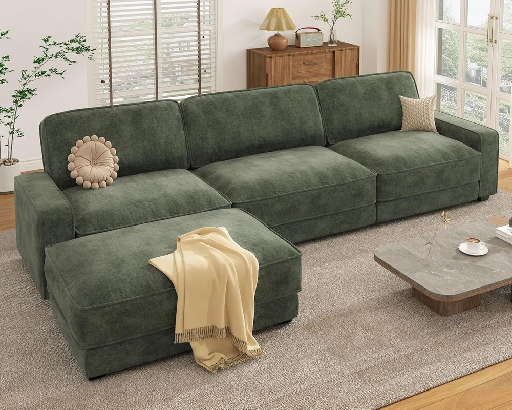 Vipbear 120" Chenille Oversized Modular Sectional Sofa, L Shaped Couch S...