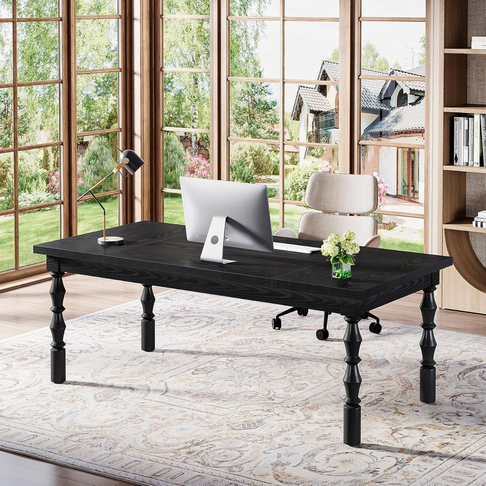 Tribesigns Large Black Executive Office Desk, 62.2" Farmhouse Computer Desk