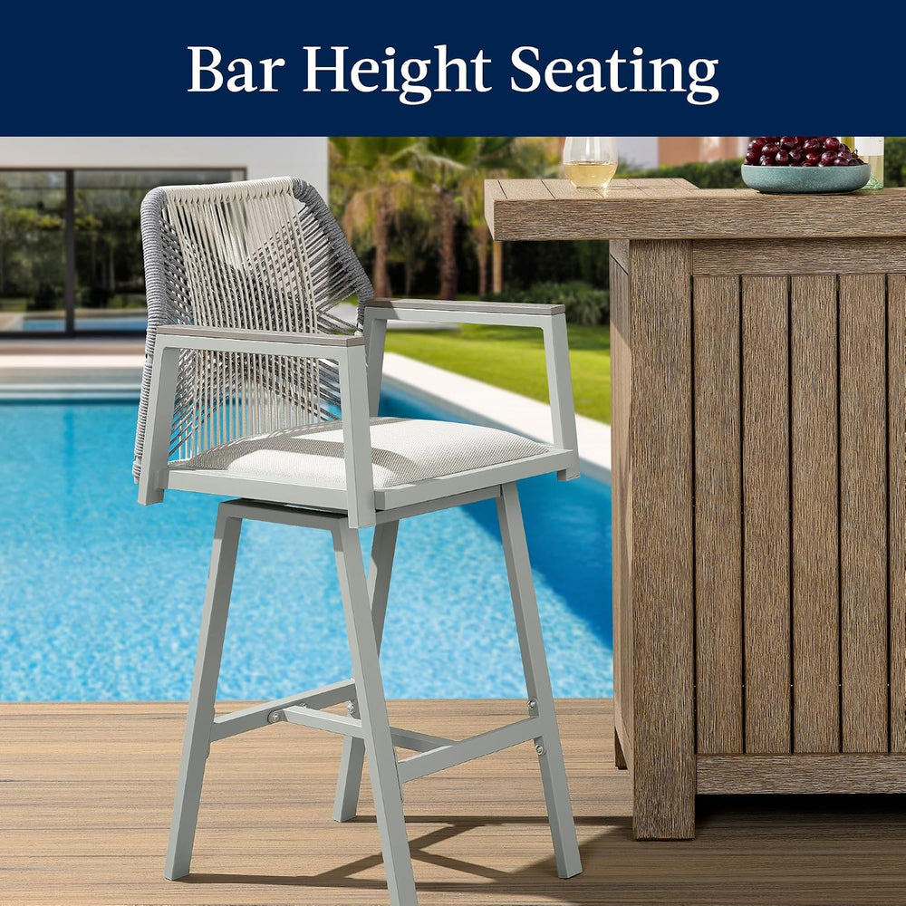 Best Choice Products Outdoor Bar Stools Set of 2, Bar Height, 360° Swivel Alu...