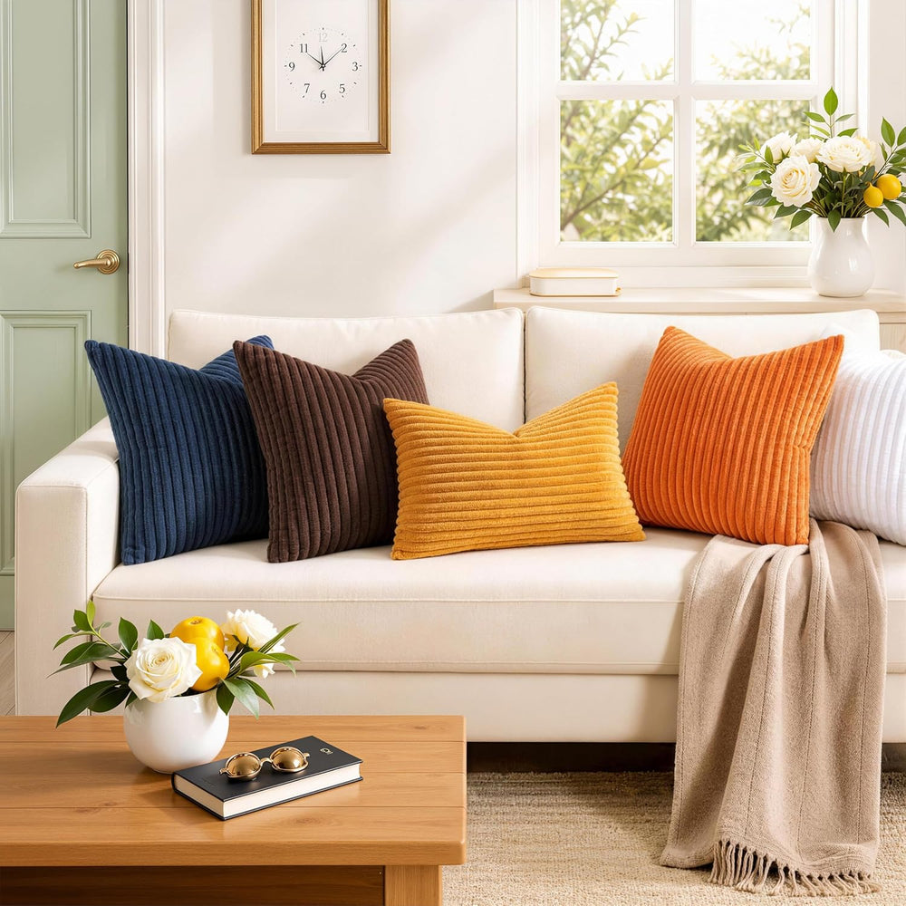 Simmore Fall Soft Brown Flannel Throw Pillow Covers 26X26 Set of 2