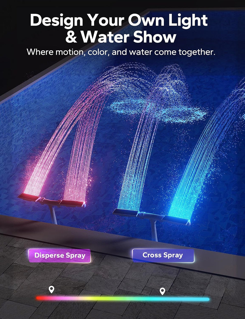 POOLHACKER Solar Pool Fountain with 10-Color LED Lights, Newly Refined Stream...
