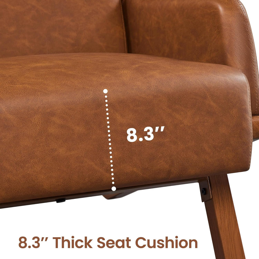 Yaheetech Accent Chair, Mid-Century Armchair with High Backrest, Brown