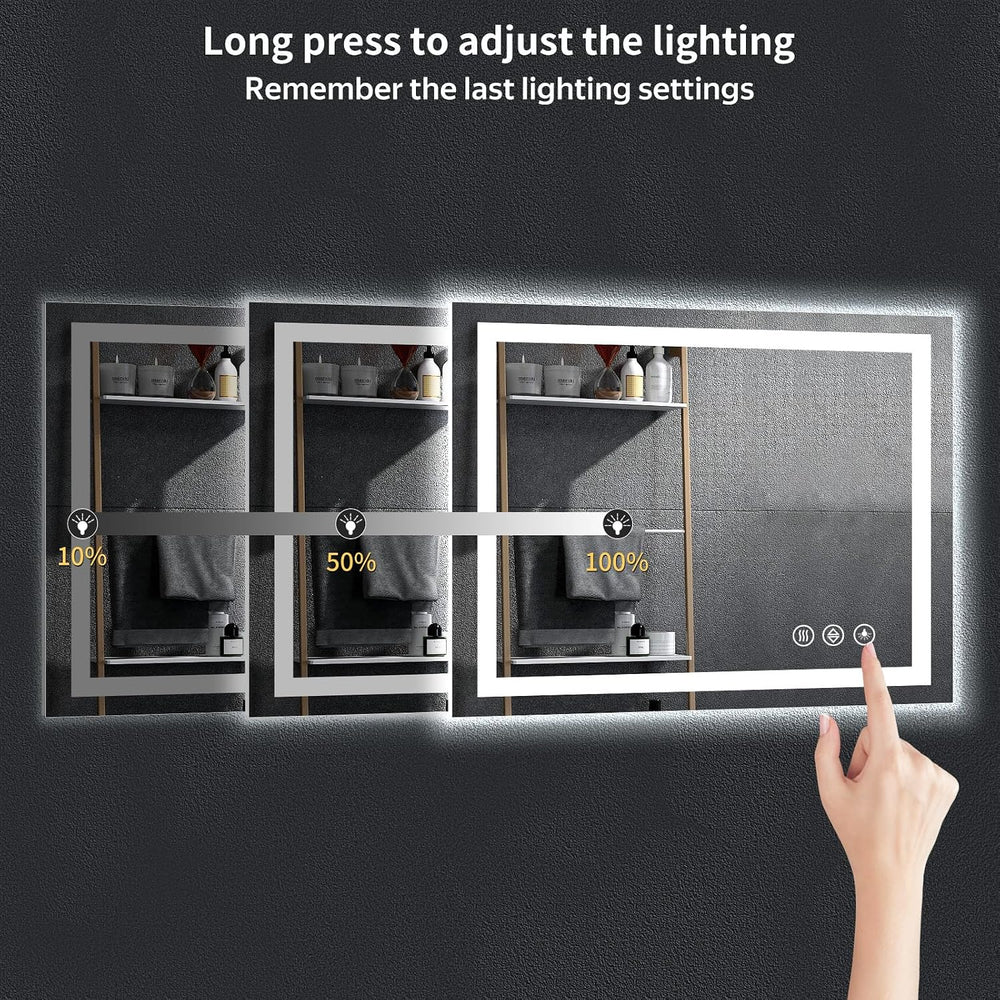 24"x36" LED Bathroom Mirror with Lights, Backlit+Frontlit, Anti-Fog