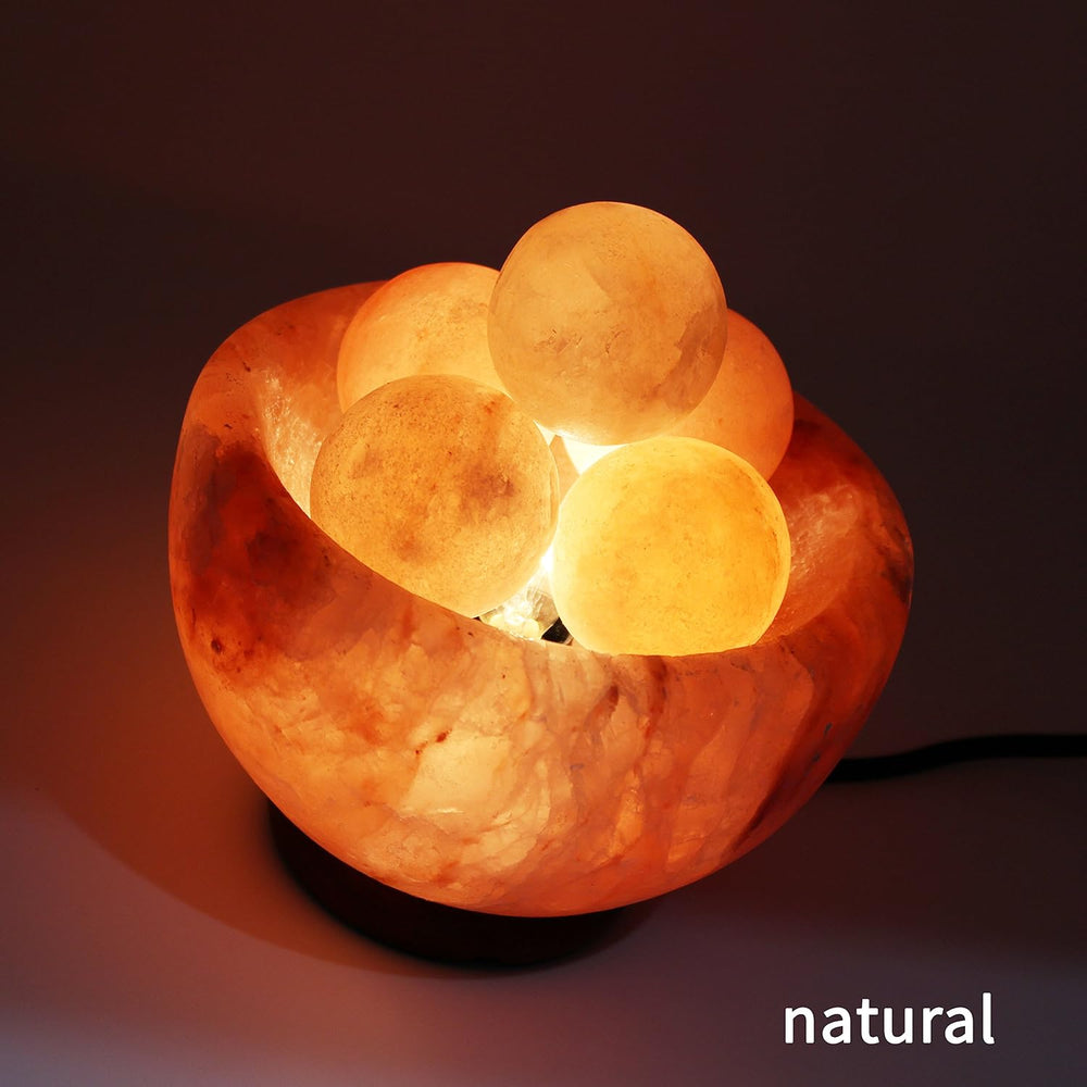 UMAID Himalayan Salt Lamp Bowl with 6 Himalayan Salt Massage Stones, Dimmable...