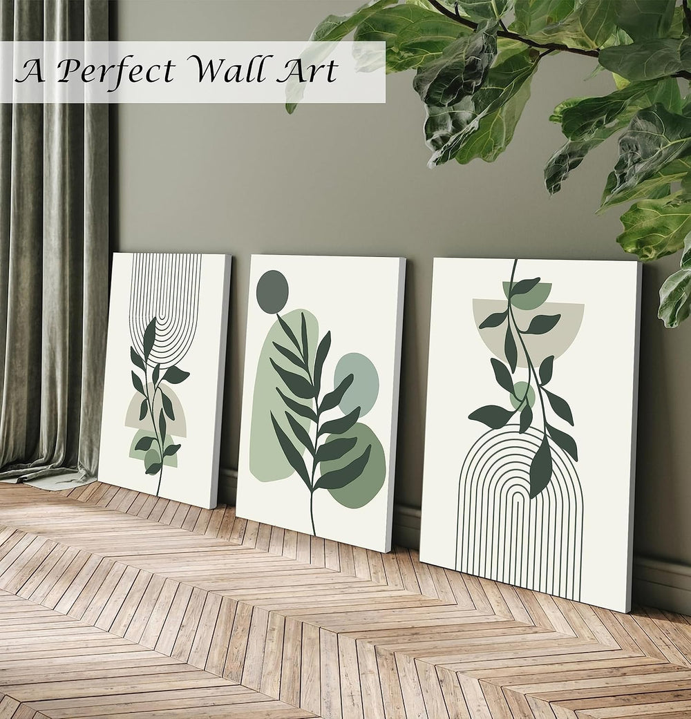 Induslyfe Large Framed Boho Canvas Wall Art Set of 3, Mid Century Modern room...