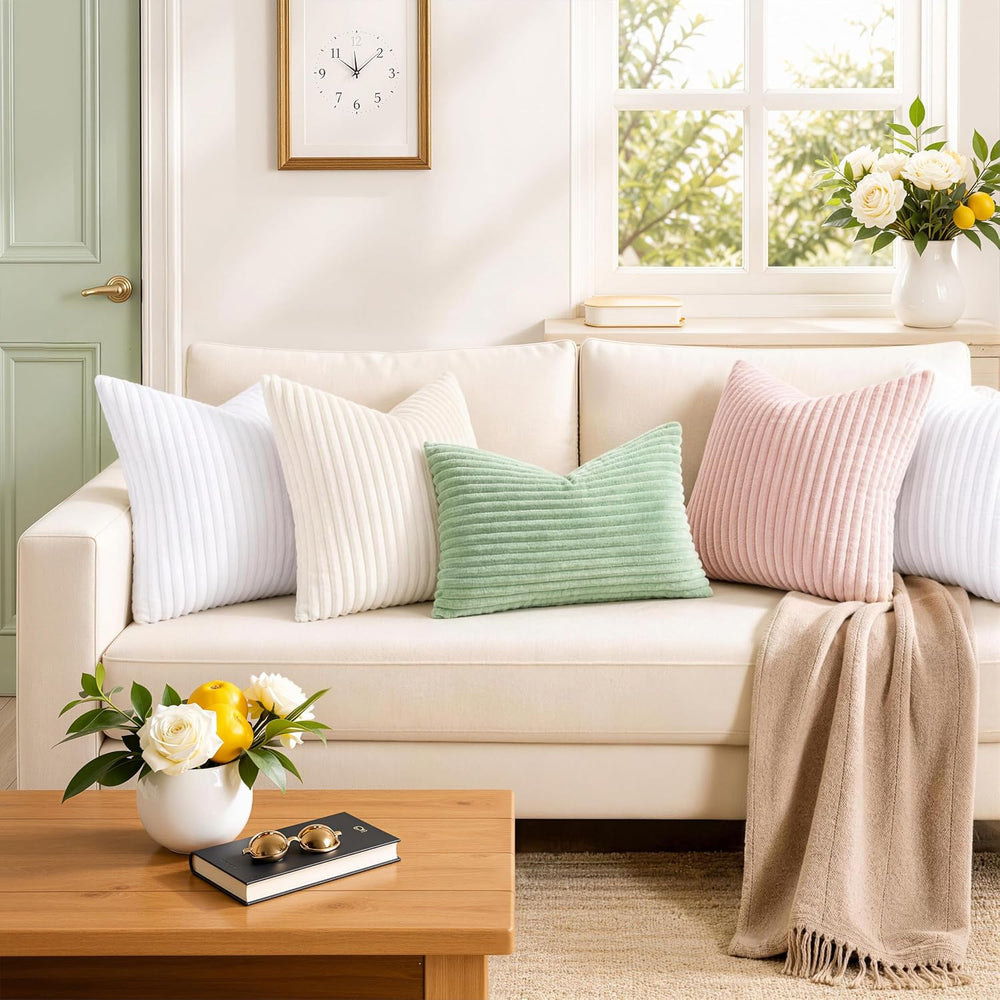 Simmore Fall Soft White Flannel Throw Pillow Covers 26X26 Set of 2