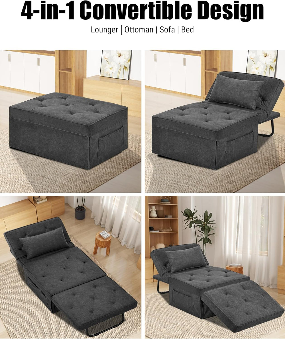 4-in-1 Sleeper Sofa Bed, Foldable Convertible Ottoman Chair