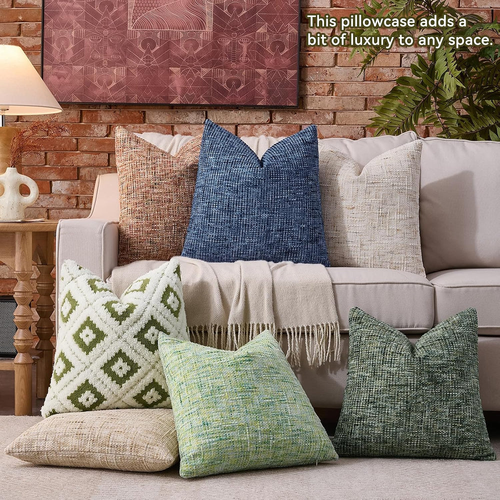 AmHoo Pack of 2 Chenille Textured Throw Pillow Cover, 500GSM Boho Farmhouse D...