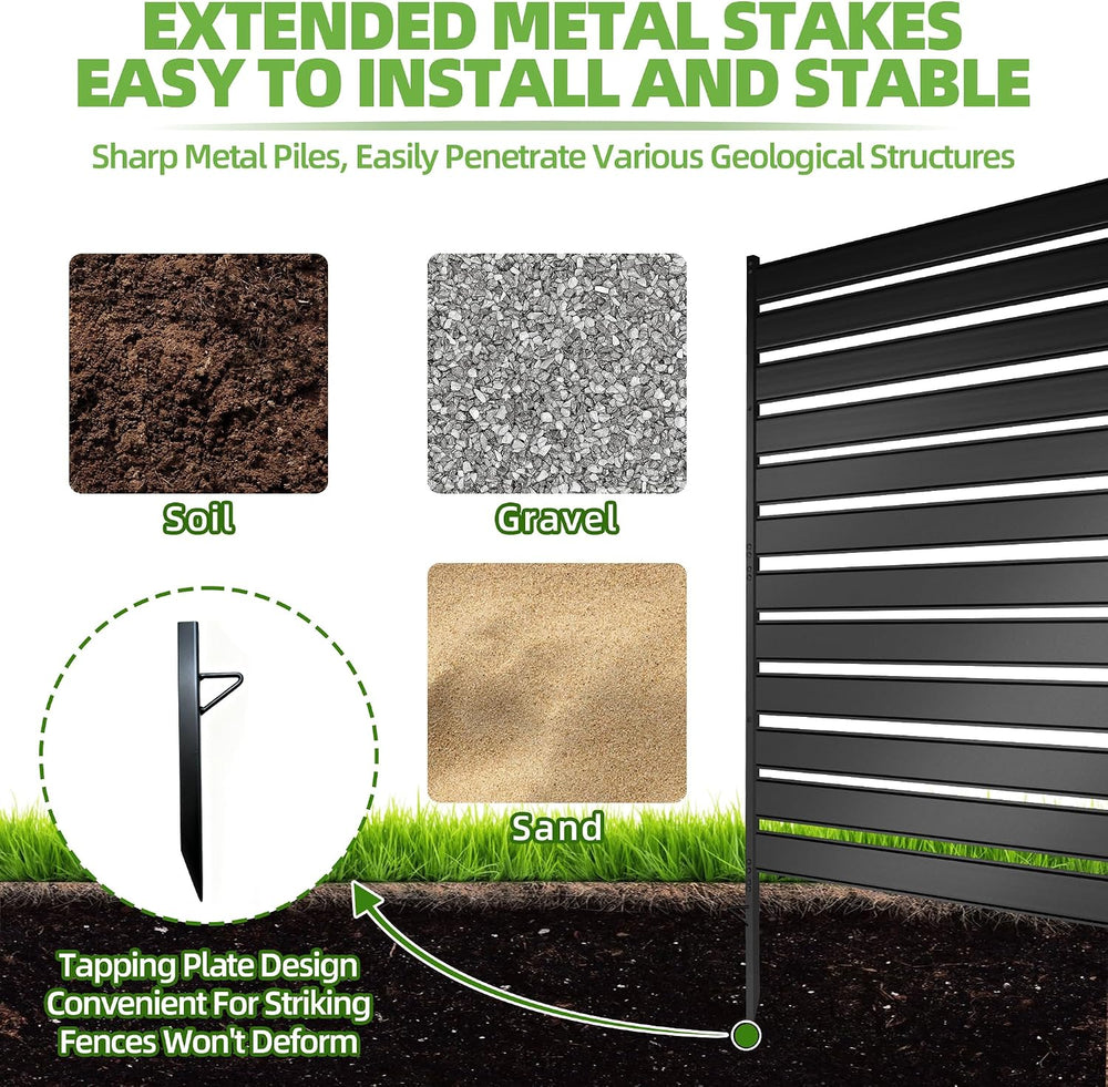 Privacy Fence Screen for AC & Trash, 72" H × 38" W Metal No-Dig...