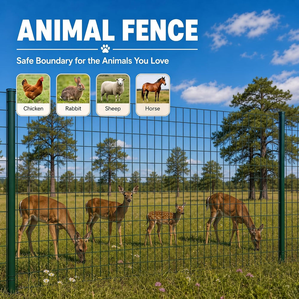 Green PVC Coated Welded Wire Fencing 48 Inch x 100 Foot, 2 Inch x 3 Inch 16GA...