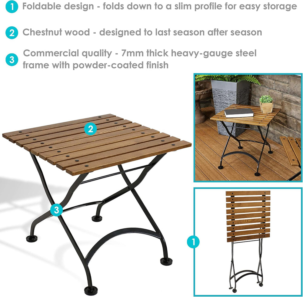 Sunnydaze 20 in. Square Wooden Folding Outdoor Adirondack End Table - Brown