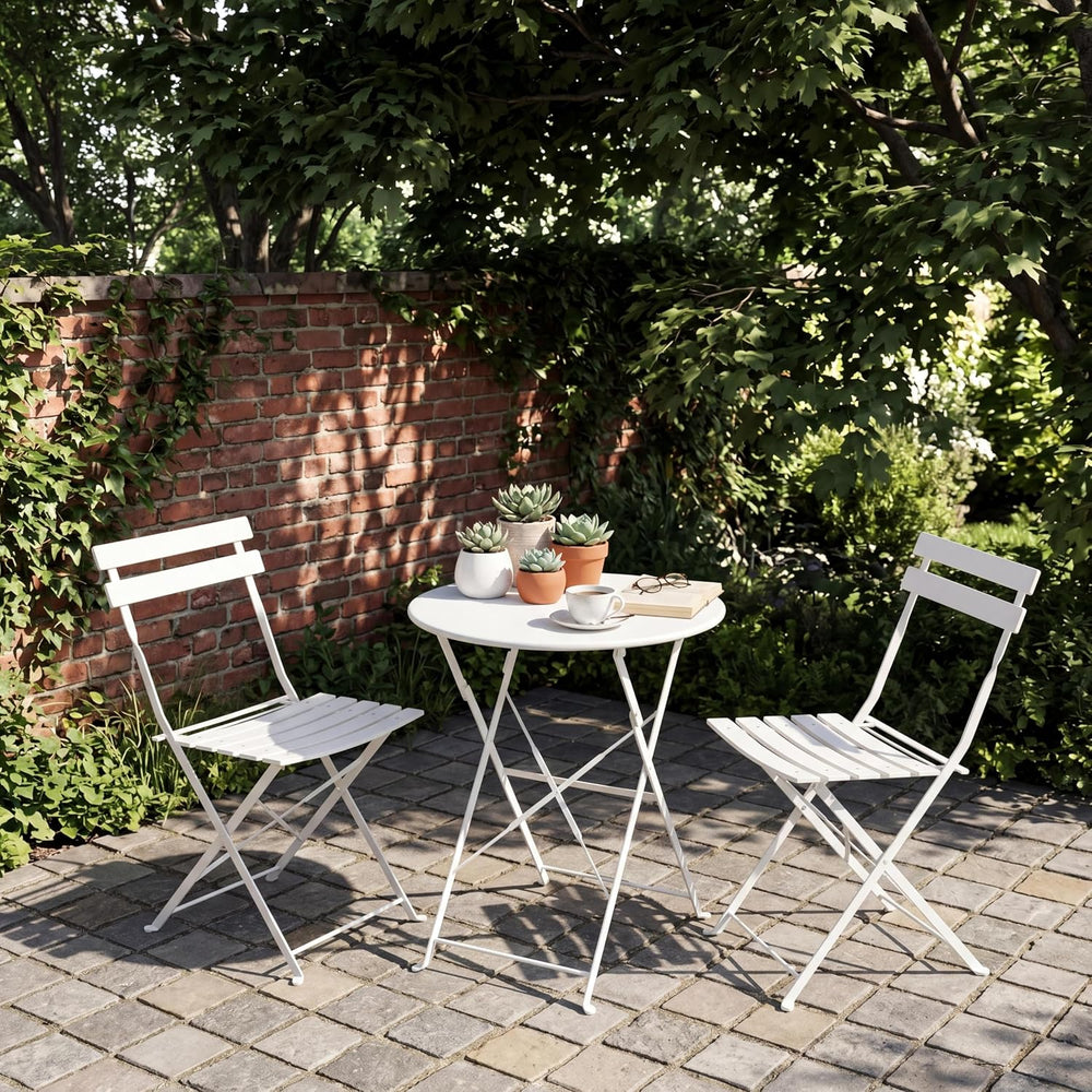 GarveeHome 3-Piece Foldable Bistro Set, Outdoor Patio Furniture with 2 Foldin...
