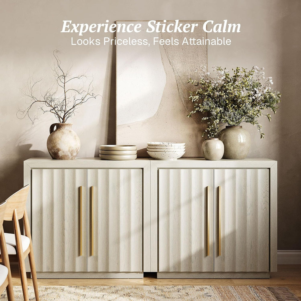 BELLEZE Set of 2 36" Libra Sideboard Buffet Cabinet - White Sand