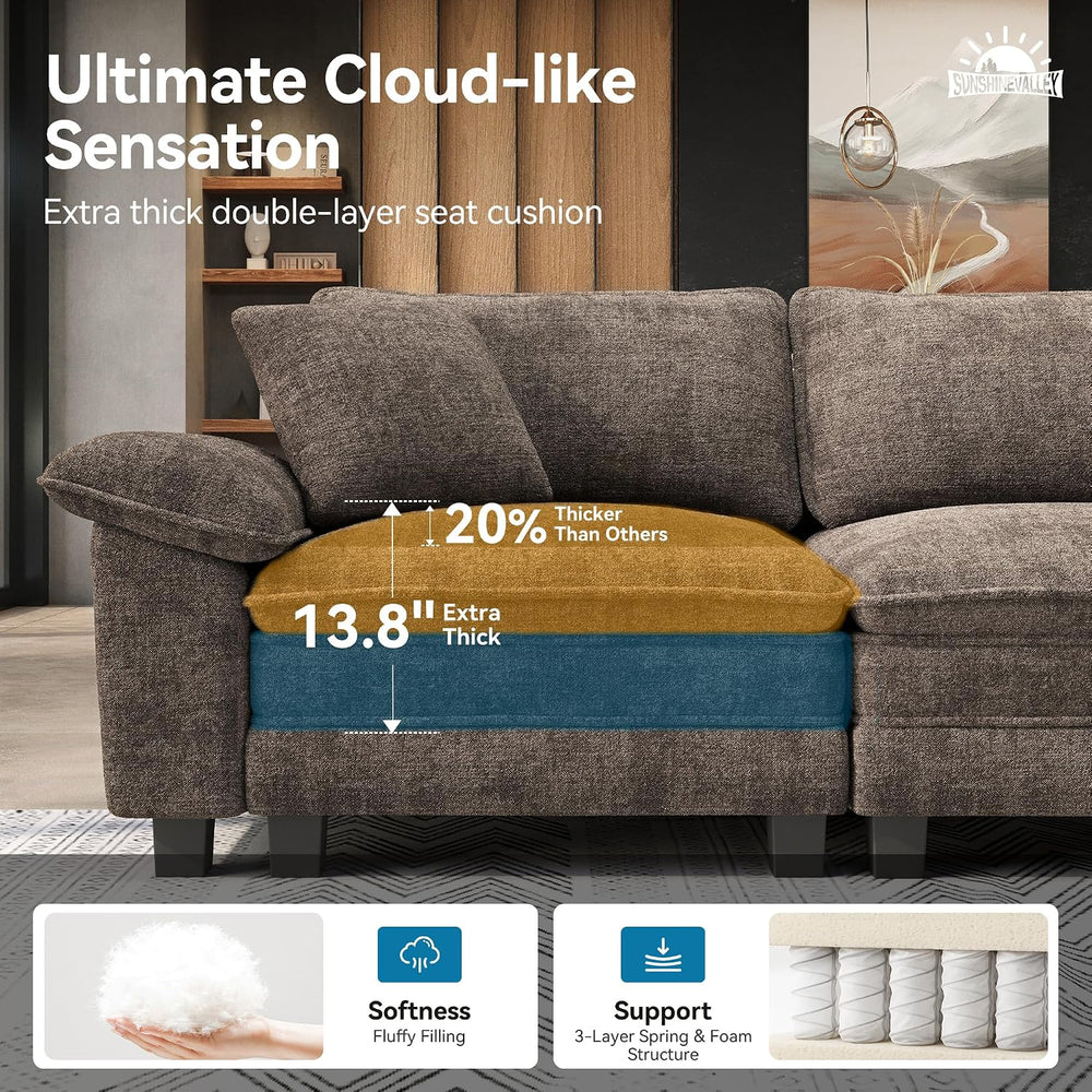 SUNSHINE VALLEY 3-Piece Modular Sectional Couch Set with Armchair Loveseat