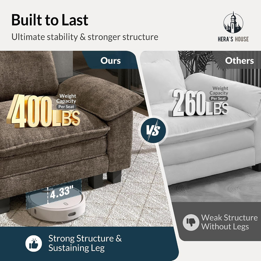 HERA'S HOUSE 3 Pieces Modular Sectional Couch Set with Armchair Loveseat