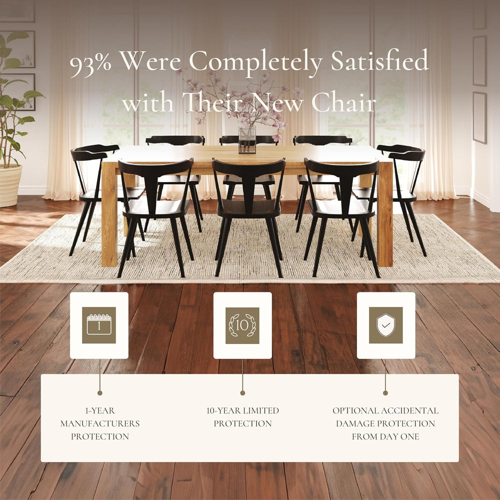 Poly & BARK Mid Century Modern Enzo Black Dining Chair – Solid Oak Wood S...