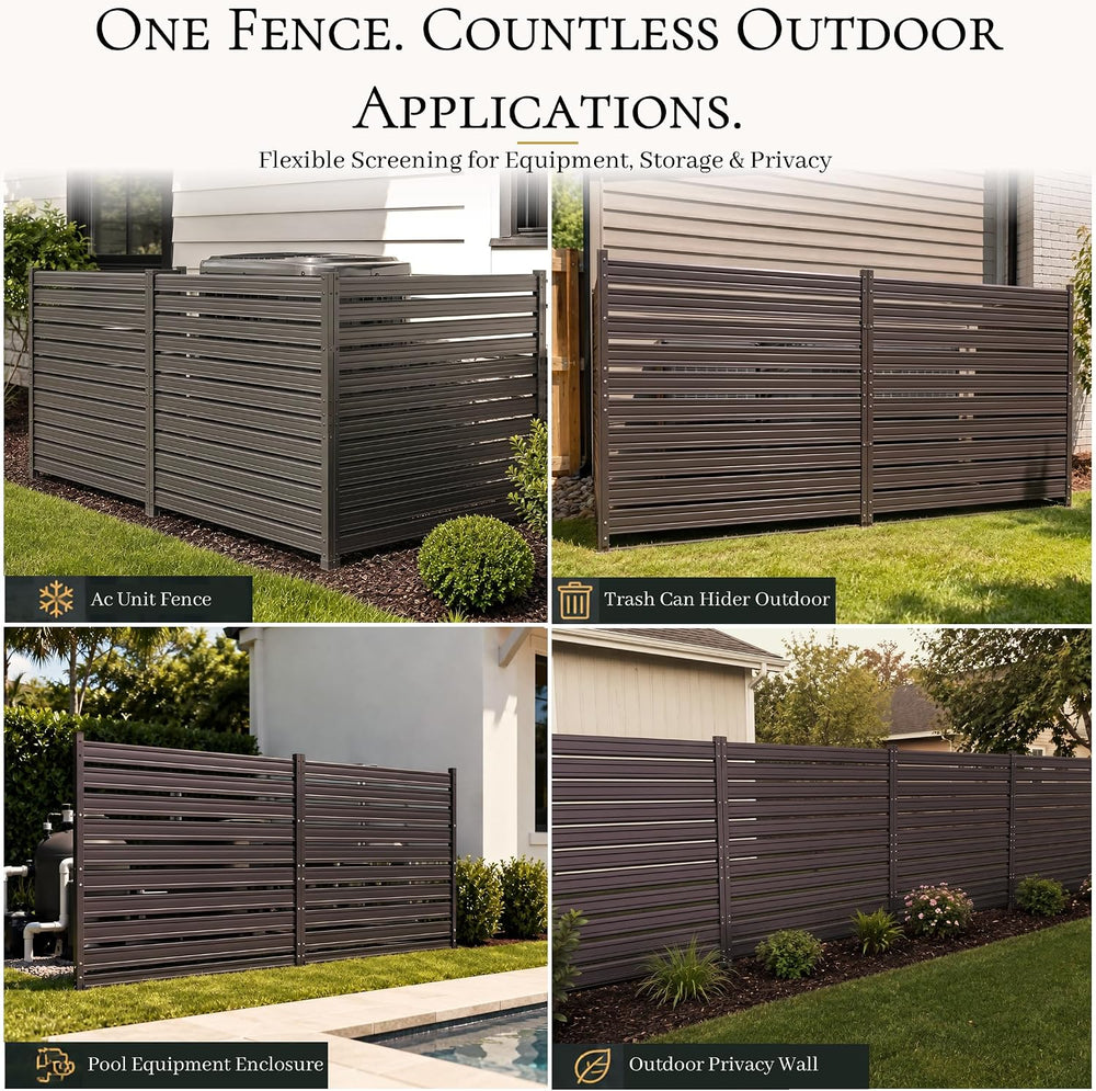 2 Panel Air Conditioner Fence, 42" H x 6.33 FT W Metal AC Unit Fence wit...