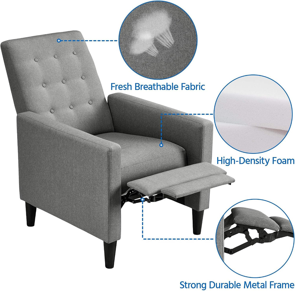 Yaheetech Fabric Recliner Chair Tufted Upholstered Single Sofa Gray