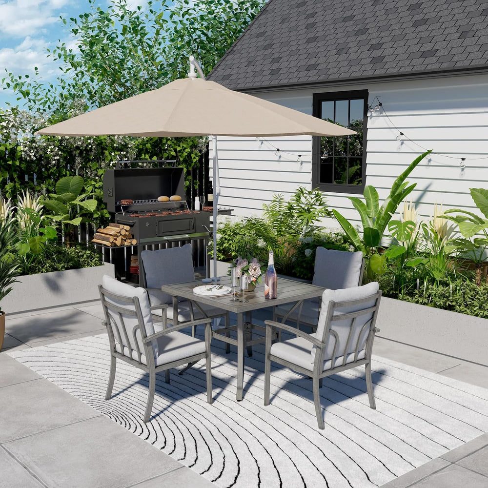 HAPPATIO 5-Piece Patio Outdoor Dining Set - All Aluminum Outdoor Patio Table ...