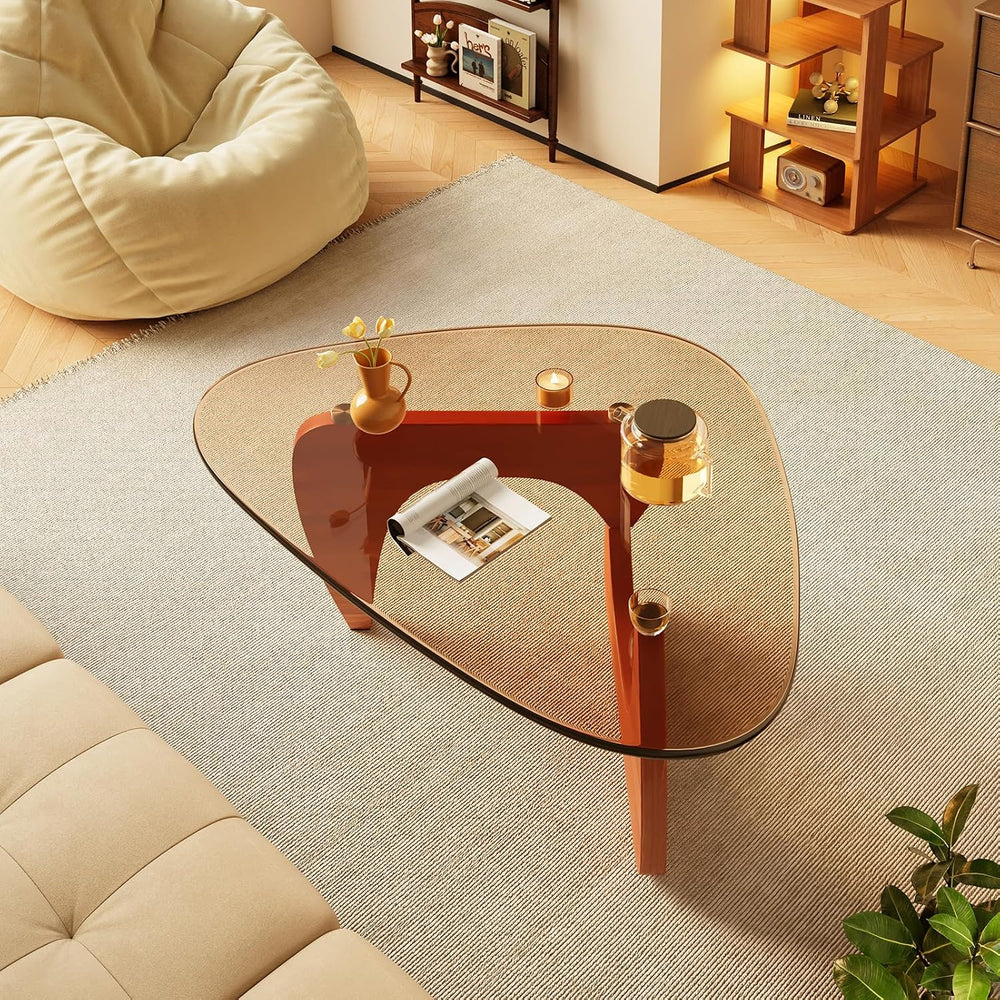 Coffee Tables Glass Small Farmhouse Coffee Table Mid-Century Modern Wood Cent...