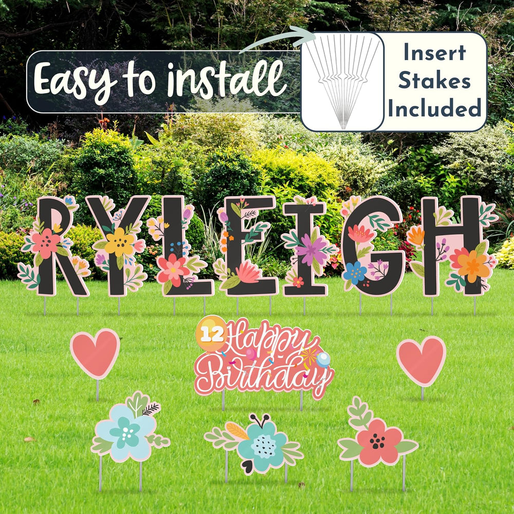 Personalized Happy Birthday Yard Sign & Matching Icons - 2 Sizes, 16 Them...
