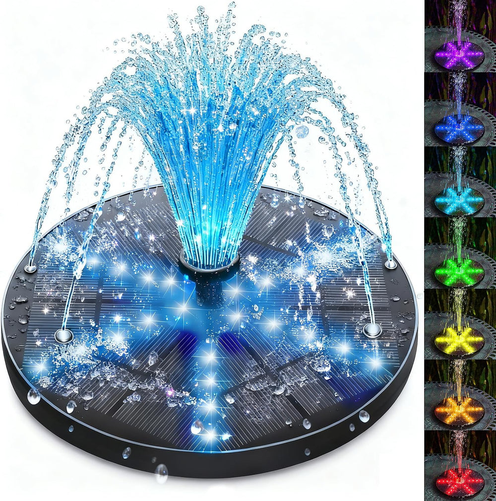 SZMP Solar Fountain with Colorful Star-Shaped Lights, 4W Bird Bath Fountain P...