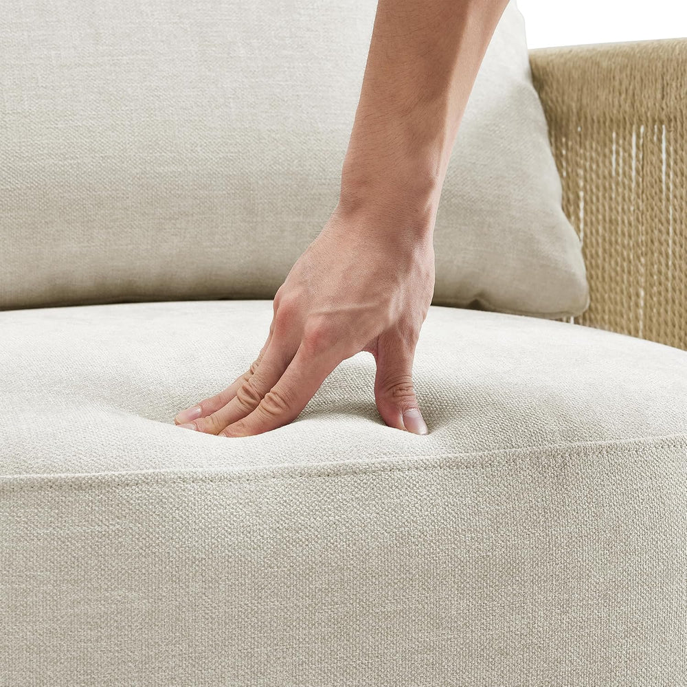 CHITA Braid Swivel Accent Chair with Wood Frame & Thickened Cushion, Linen