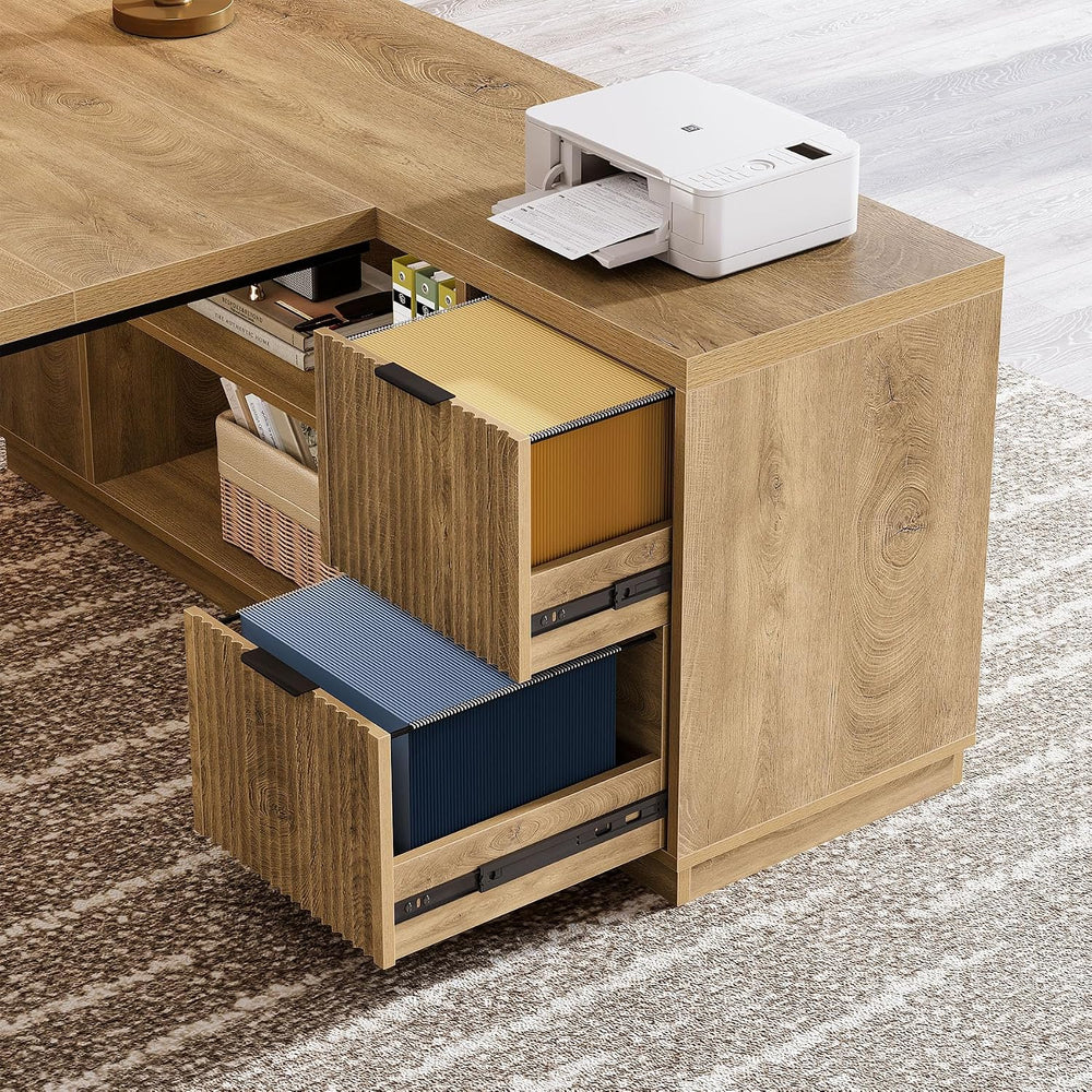 Tribesigns 78" L Shaped Desk with Drawers, Large Executive Office Desk w...
