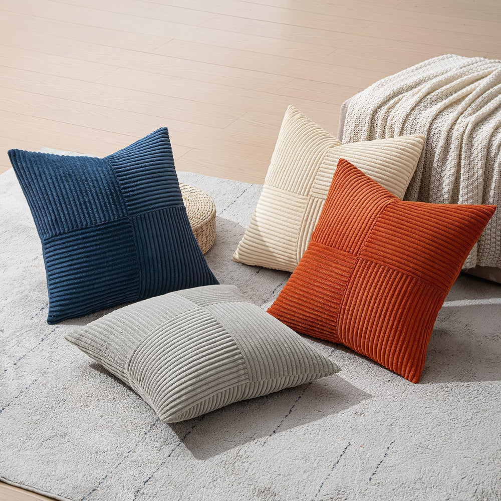 MIULEE Blue Rust Throw Pillow Covers 18x18 Inch Set of 4 Boho Farmhouse Cushi...