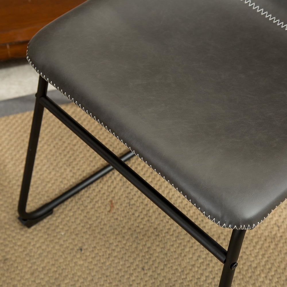 Roundhill Furniture Lotusville Vintage PU Leather Dining Chairs, Antique Gray...