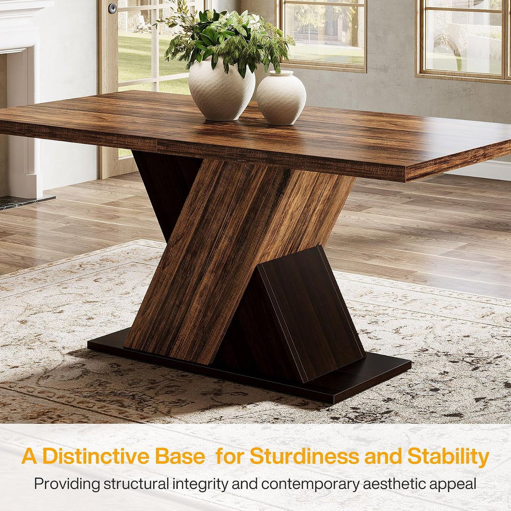 Tribesigns 55-Inch Farmhouse Dining Table for 4, Rectangle Rustic Brown Kitch...