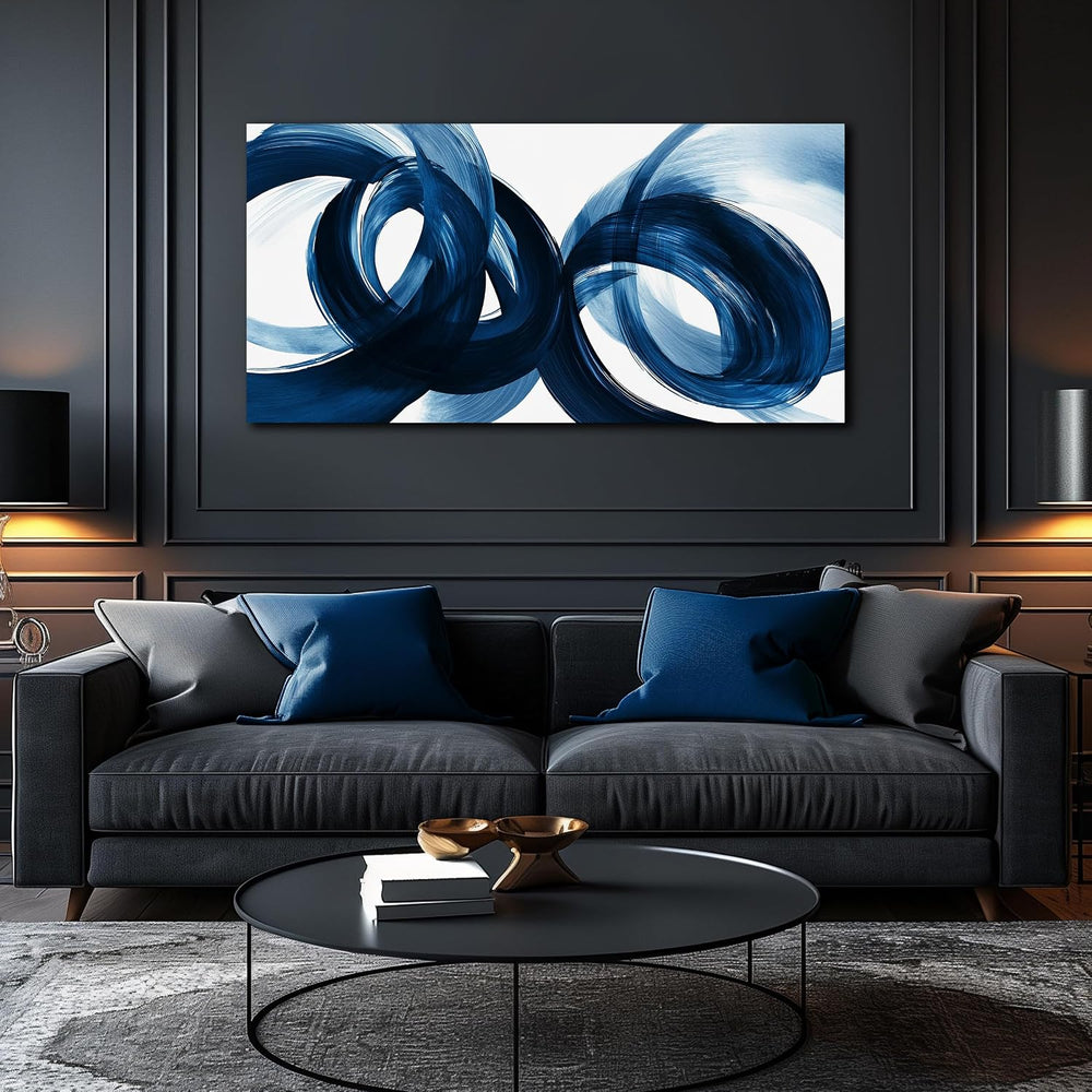 MXUNYZ Blue Abstract Canvas Wall Art Bedroom Modern Minimalist Wall Decor