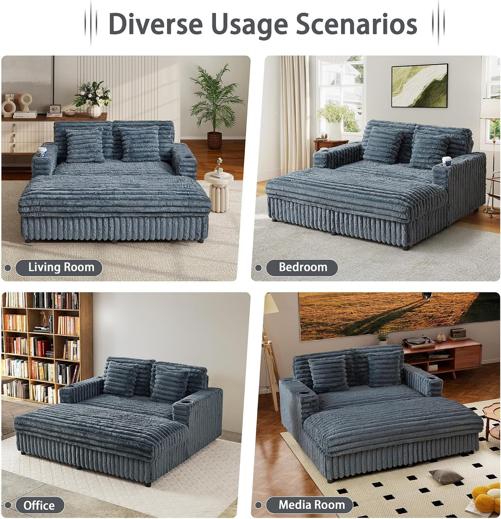 RARZOE 60.43'' Oversized Chaise Lounge Chair Indoor, Grey