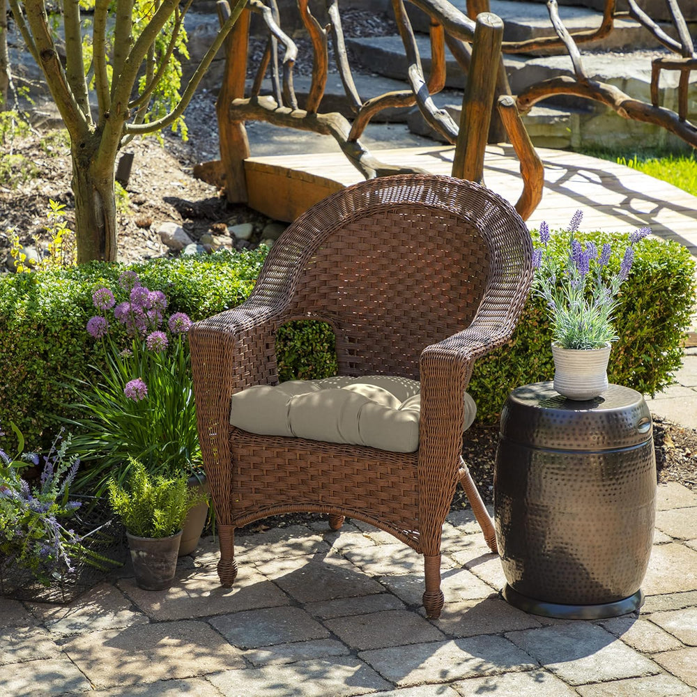 Arden Outdoor Tufted Wicker Chair Cushion, 2-Pack, 20x18, Tan