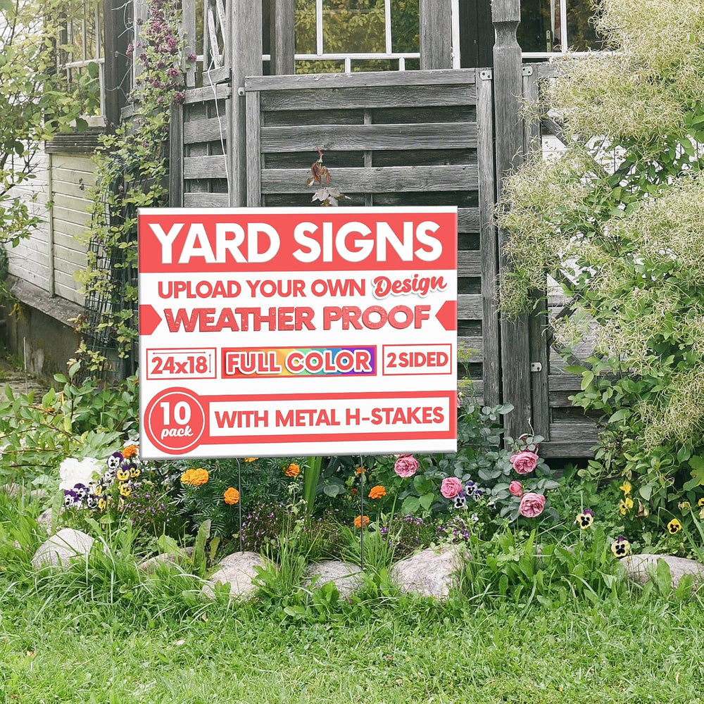 10 Pack, 24" x 18" Custom Yard Sign, Personalized, Upload Your Design