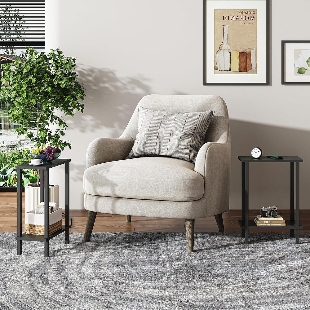 TUTOTAK Narrow Side Table Set of 2, Small End Table for Couch