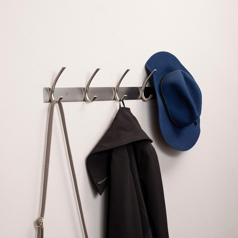 BIRDROCK HOME Premium 5-Hook Stainless Steel Coat and Hat Rack for Wall - Set...