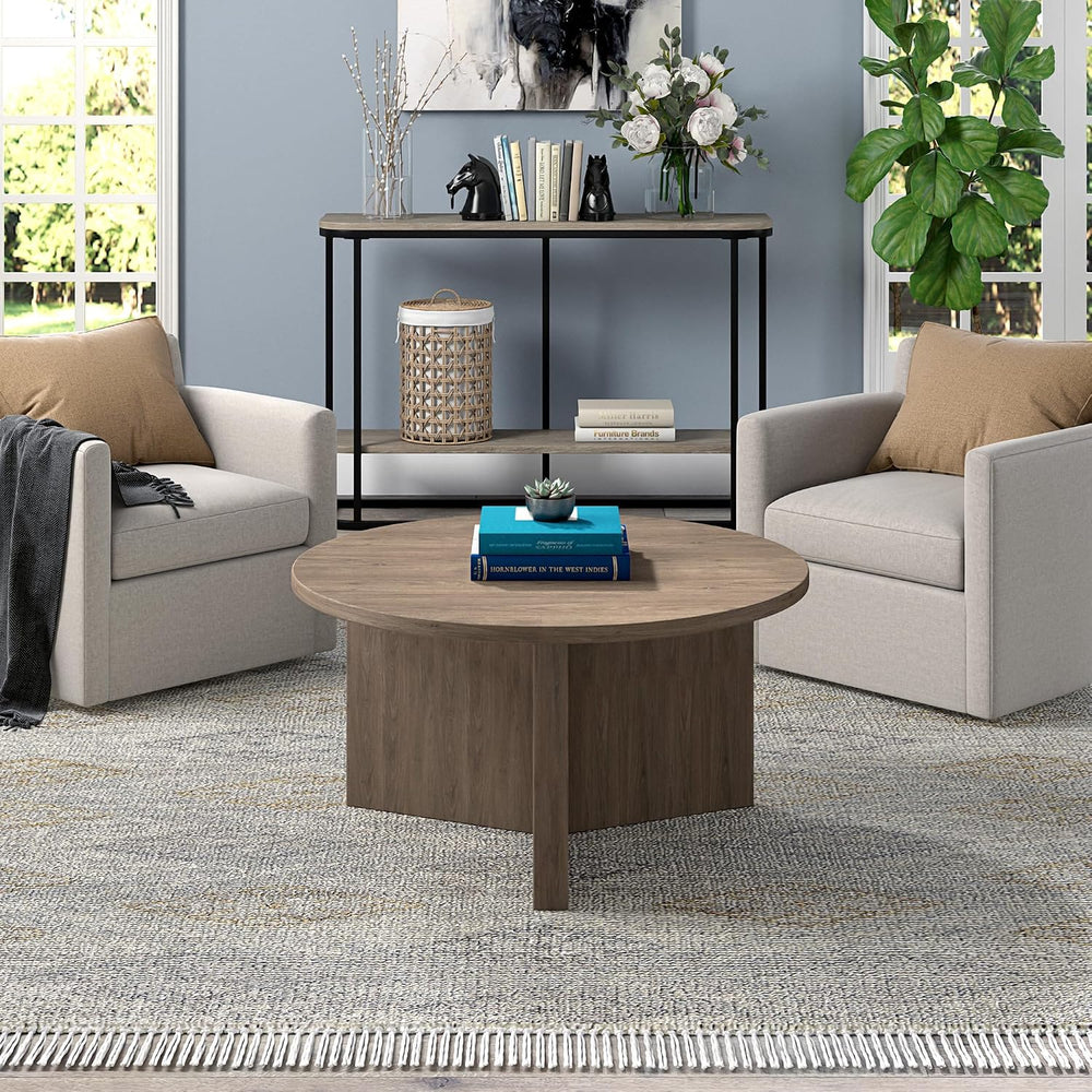 Henn&Hart 32" Scandinavian Coffee Table, Weathered Gray