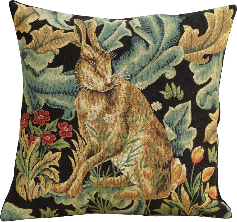 William Morris Brown Hare Hare Tapestry Throw Pillow Cover 18 x 18 in