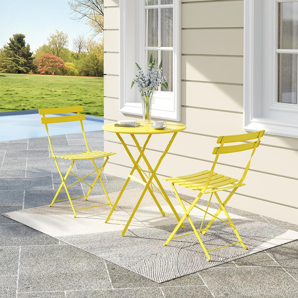 3-Piece Outdoor Folding Bistro, Outdoor Furniture Set with Table and 2 Chairs...