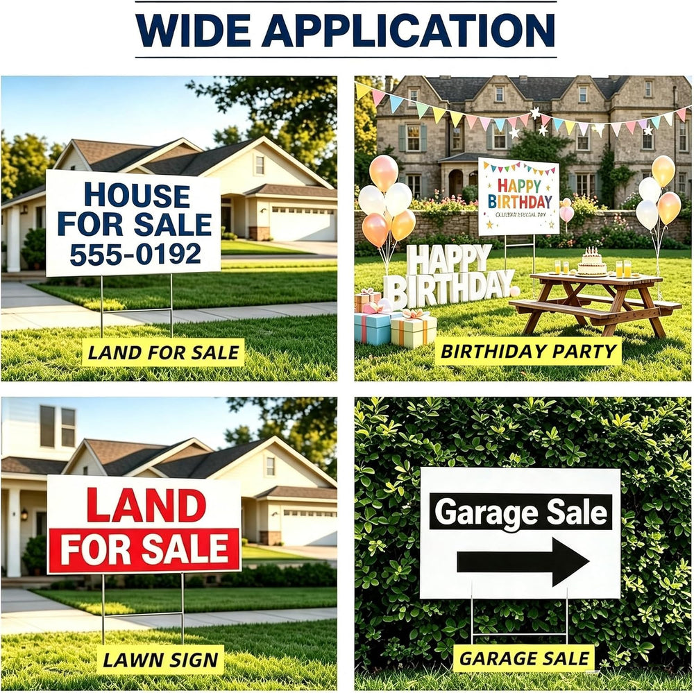 Blank Yard Signs with Metal Stakes, 20Pack 17x12 Inches Corrugated Plastic La...