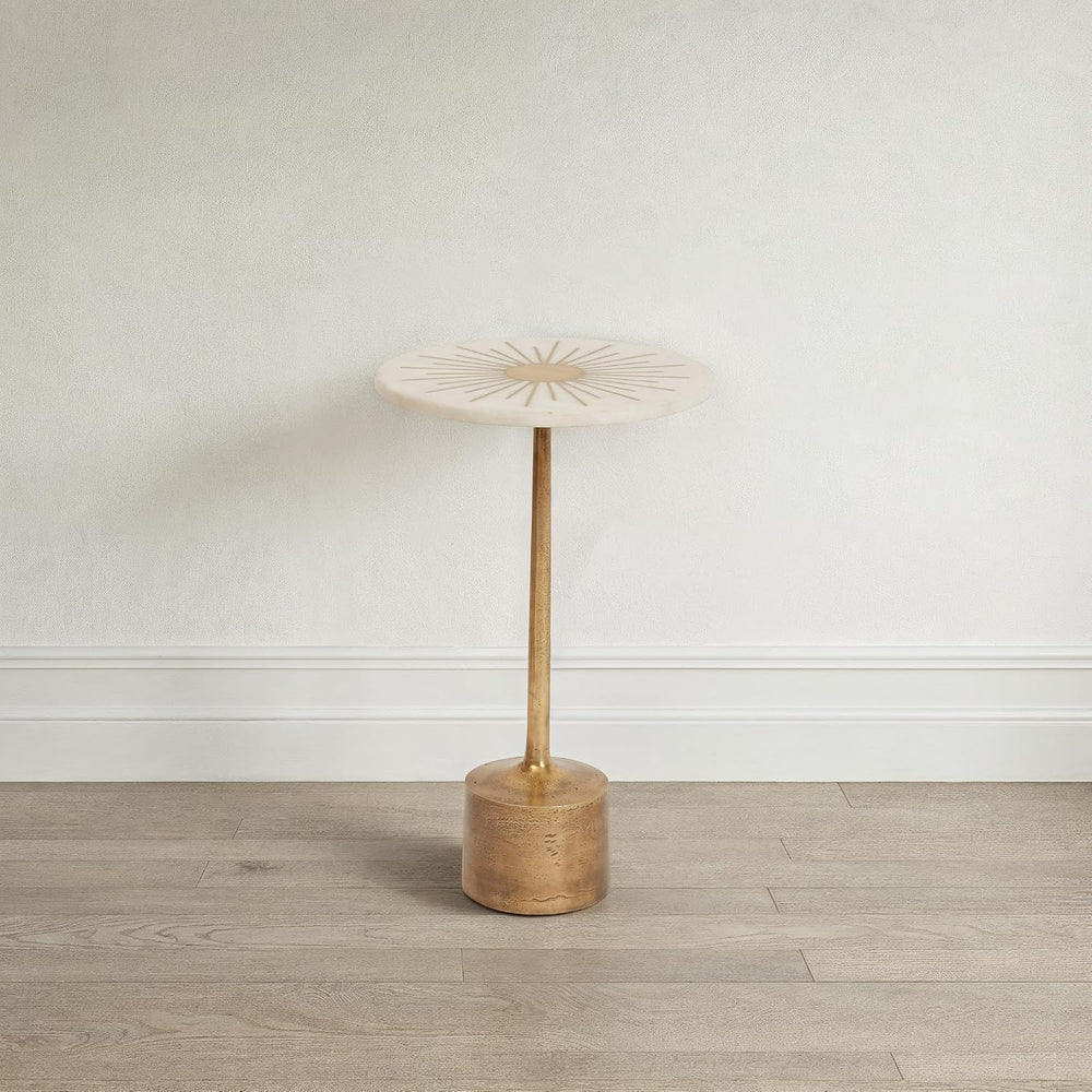 Creative Co-Op Luxe Aluminum and Marble Martini Table, Gold