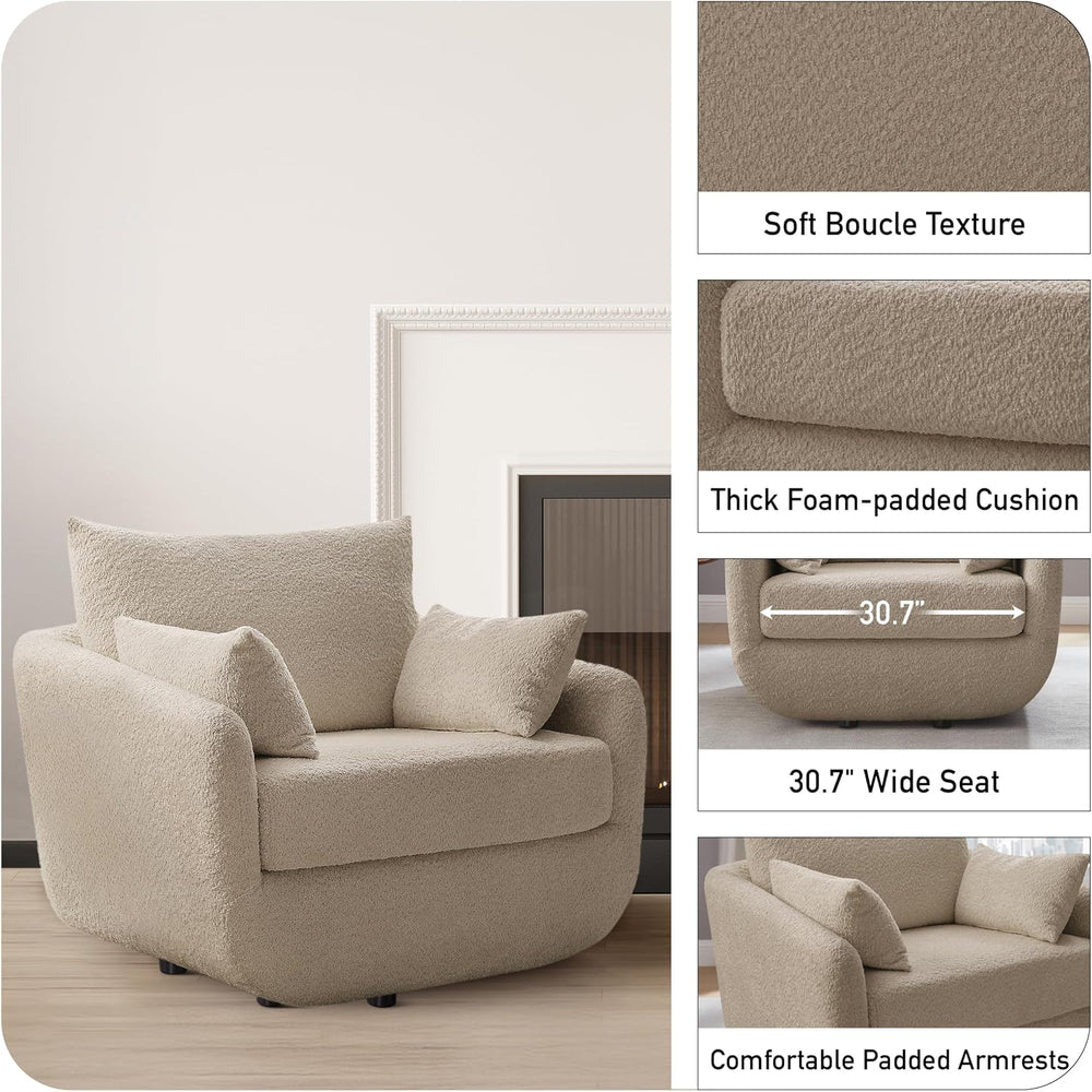 360° Swivel Accent Armchair, 39.3" Oversized, Camel