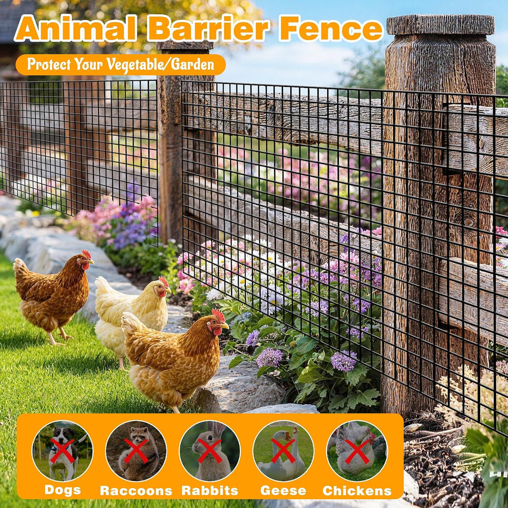 Black PVC Coated Welded Wire Fencing, 24in High x 100ft Long, 2 inch x 2 inch...