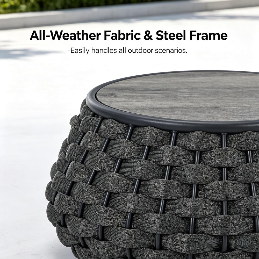 YDcosyfy Large Round Outdoor Side Table, 28 Inches Patio End Table with Remov...