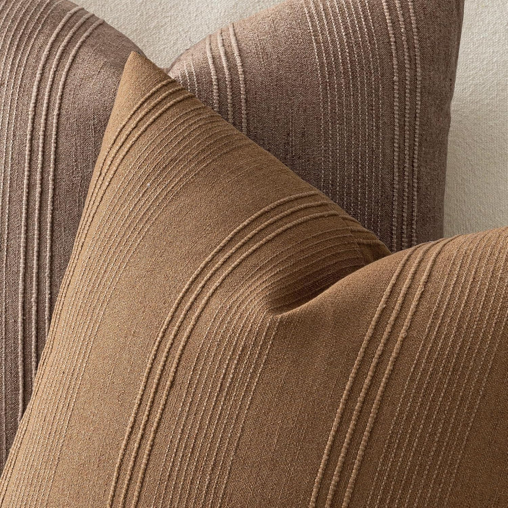 MIULEE Fall Striped Euro Sham Pillow Covers 28x28 Inch Sugar Brown 2 Pack