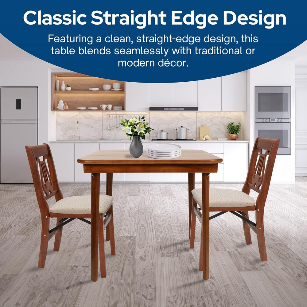 Stakmore Classic Straight Edge Square Wood Folding Table, 32 in, Fruitwood